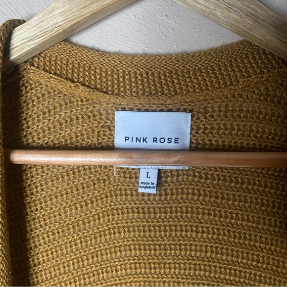 Pink Rose Sweater Cardigan Knit Size Large - Picture 4 of 6